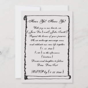 Simple Vintage Scroll Mediaeval Border Wedding Invitation