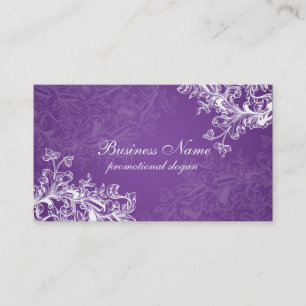 Simple Vintage Scroll Purple Business Card
