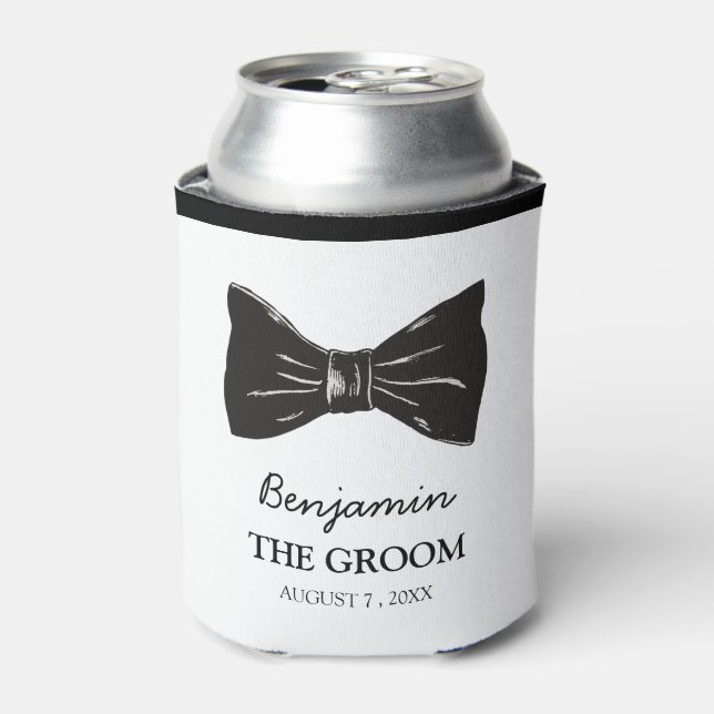 Simple Vintage Style Custom Groom Wedding  Can Cooler (Can Front)