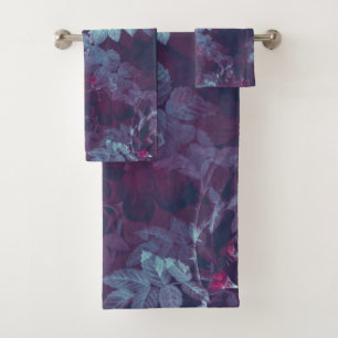 Simple Vintage Victorian Red Floral Design Bath Towel Set