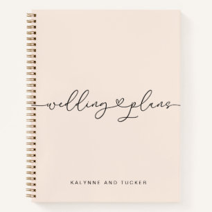 Simple Vintage White Wedding Plans Heart Notebook