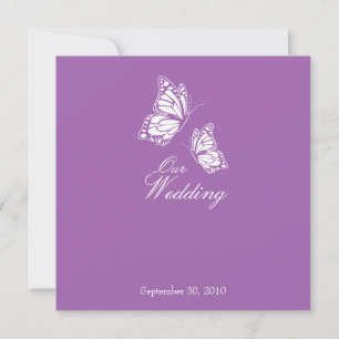 Simple Violet Butterflies Wedding Announcement 2