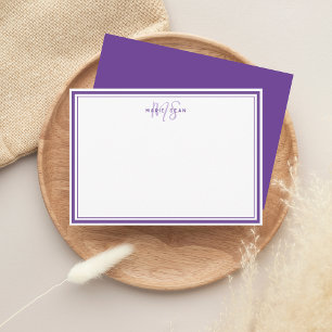 Simple Violet Minimalist Monogram Two Border Card
