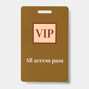 simple vip all access pass concert name occassion ID badge