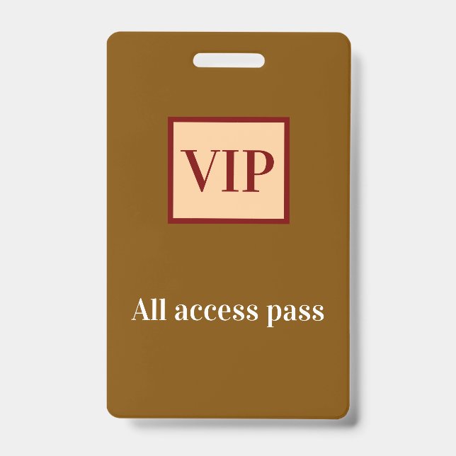 simple vip all access pass concert name occassion  ID badge (Front)