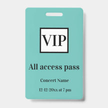 simple vip all access pass concert name occassion 