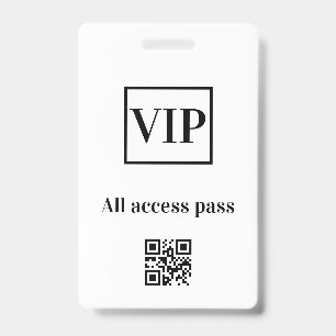 simple vip all access pass concert name occassion ID badge