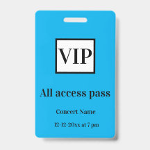 simple vip all access pass concert name occassion