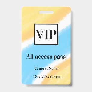 simple vip all access pass concert name occassion  ID badge