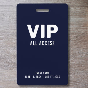 Simple VIP All Access Pass Event ID  ID Badge