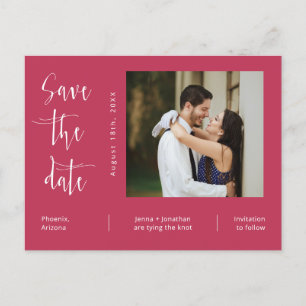Simple Viva Magenta Photo QR Code Save The Date Postcard