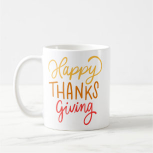 Simple Warm Autumn Lettering Golden Yellow Red Coffee Mug