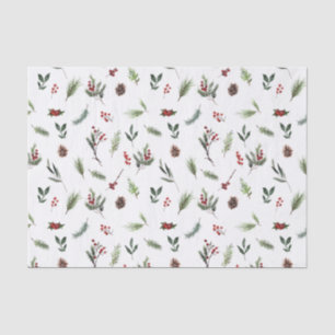 Simple Warm Red Winter Watercolor Christmas Tissue Paper