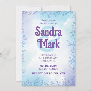 Simple water colour wedding invitation