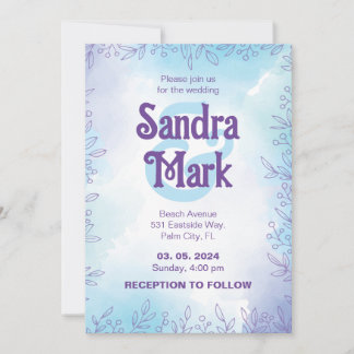 Simple water colour wedding  invitation