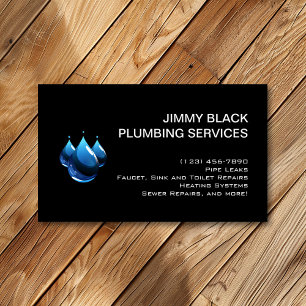 Simple Water Drops Modern Plumber Plumbing Business Card