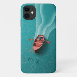 Simple Water Ocean Boat Waves Personalised iPhone 11 Case