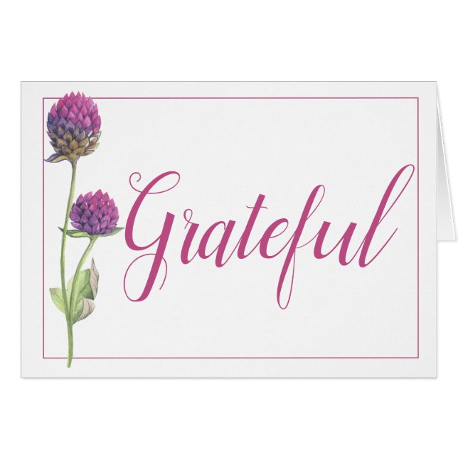 Simple Watercolor Amaranth Thistle Flower Wedding (Front Horizontal)