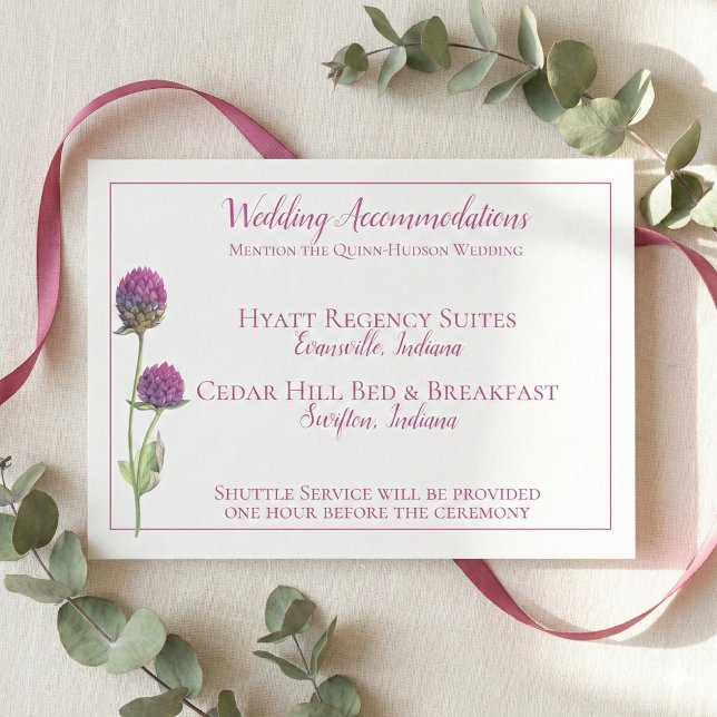 Simple Watercolor Amaranth Thistle Flower Wedding Enclosure Card (Creator Uploaded)