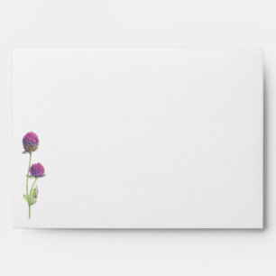 Simple Watercolor Amaranth Thistle Flower Wedding Envelopes