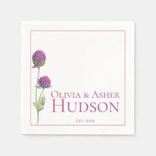 Simple Watercolor Amaranth Thistle Reception Napkin