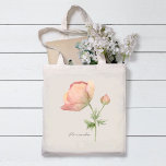 Simple Watercolor Anemone Flower with Name Tote Bag<br><div class="desc">A lovely botanical tote featuring a single watercolor anemone flower stem in pastel peach. Personalise this tote with your name,  monogram or other desired text. It makes a wonderful gift for bridesmaids,  friends,  family or co-workers.</div>