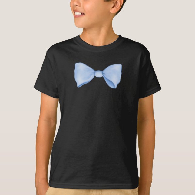Simple Watercolor Baby Blue Bow T-Shirt (Front)