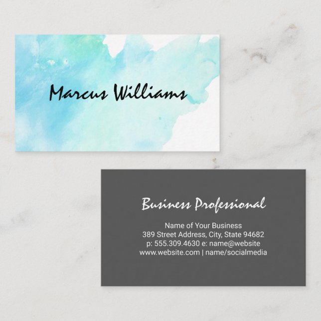 Simple Watercolor Background Business Card (Front/Back)