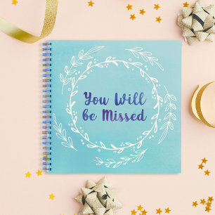 Simple Watercolor Blue Retirement Party Guest Book