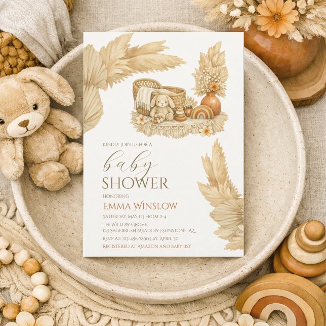 Simple Watercolor Boho Baby Shower Invitation (Creator Uploaded)