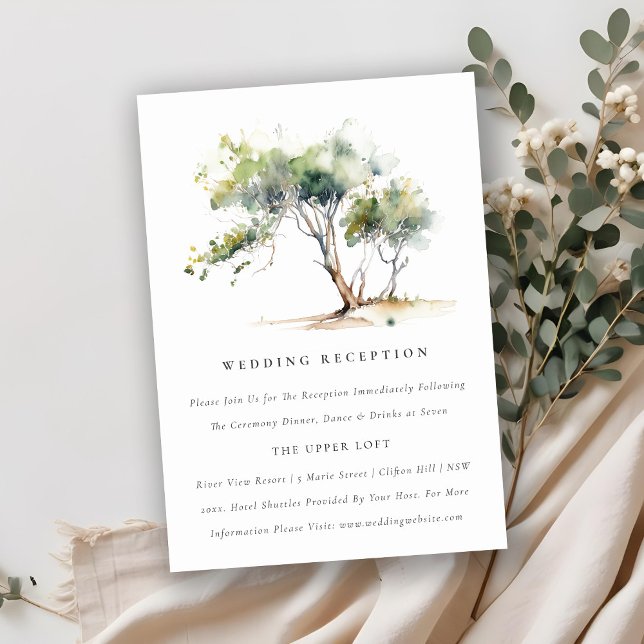 Simple Watercolor Botanical Tree Wedding Reception Enclosure Card (Creator Uploaded)