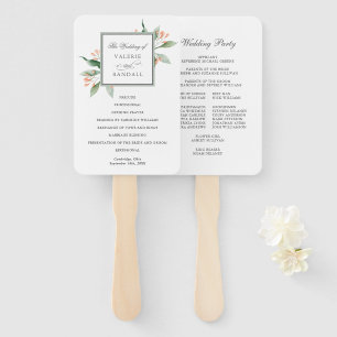 Simple Watercolor Botanical Wedding Program Hand Fan