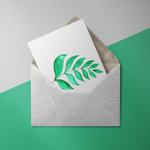 Simple watercolor branch - green postcard