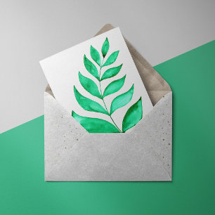 Simple watercolor branches - green holiday card