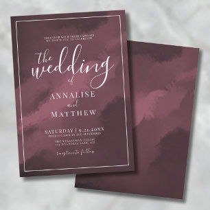 Simple Watercolor Burgundy Wedding Invitation