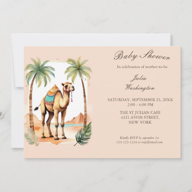 Simple Watercolor Camel Baby Shower Invitation (Front)