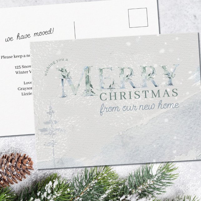 Simple Watercolor Christmas Moving Announcement Postcard (Creator Uploaded)