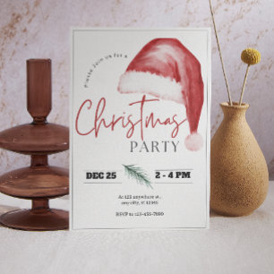 Simple Watercolor Christmas Party Invitation