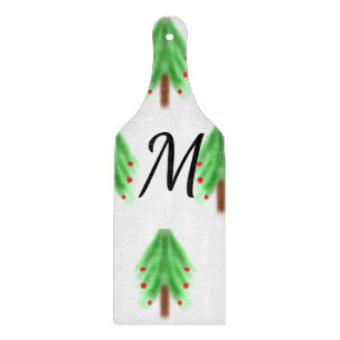 Simple watercolor Christmas pattern add monogram Cutting Board