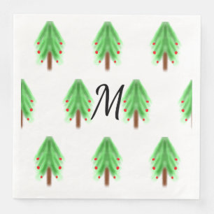Simple watercolor Christmas pattern add monogram Napkin