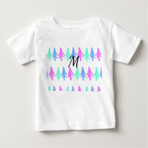 Simple watercolor Christmas pattern add monogram T Baby T-Shirt