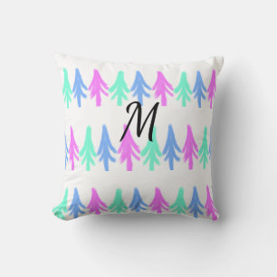 Simple watercolor Christmas pattern add monogram T Cushion
