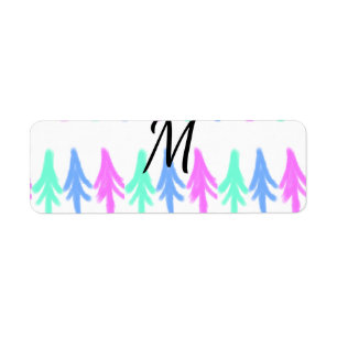 Simple watercolor Christmas pattern add monogram T Return Address Label