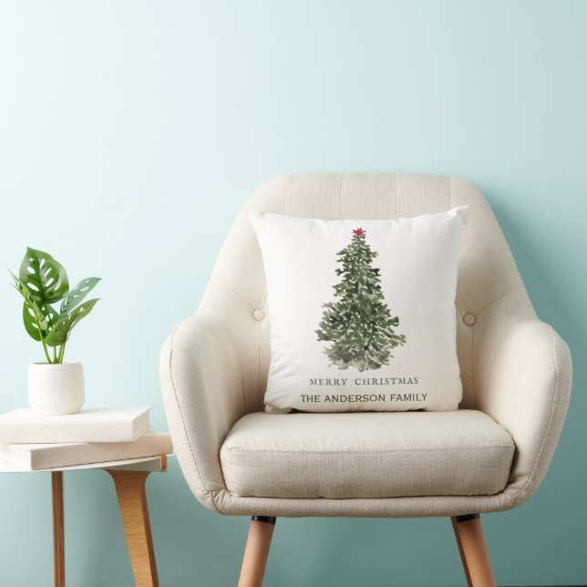 Simple Watercolor Christmas Tree  Cushion (Chair)