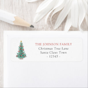 Simple Watercolor Christmas Tree Festive Return Address Label