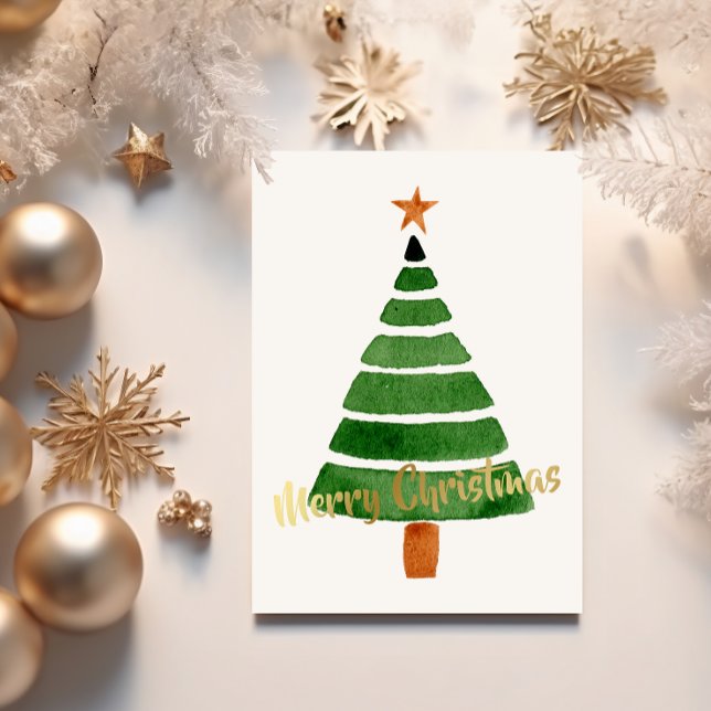 Simple Watercolor Christmas Tree  Holiday Card (Creator Uploaded)