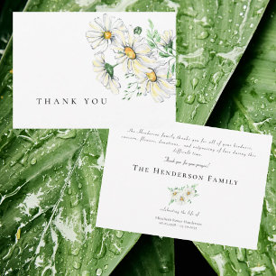 Simple Watercolor Daisies Funeral Thank You Card