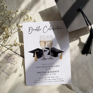 Simple Watercolor Double Graduation Party Invitation
