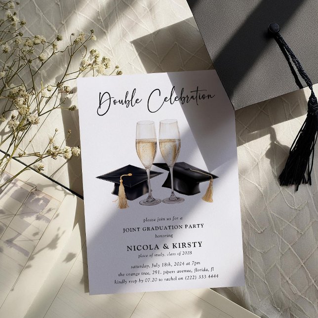 Simple Watercolor Double Graduation Party Invitation (Creator Uploaded)