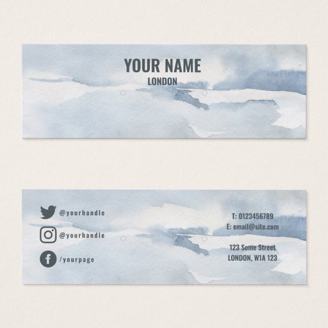 Simple watercolor earring display card (Front & Back)